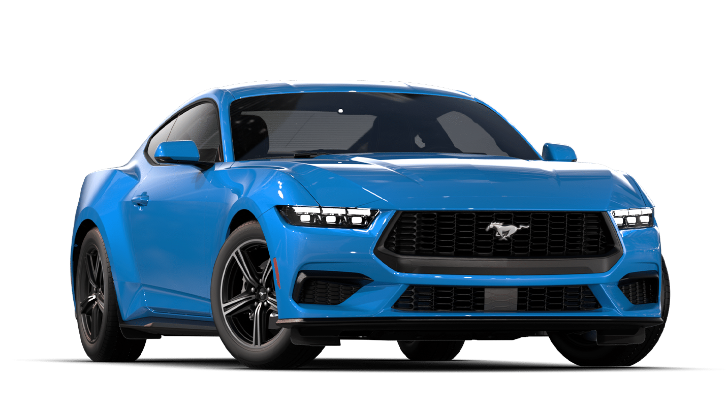 La Ford Mustang® EcoBoost® Premium Coupé 2025 présentée en bleu accrocheur métallisé
