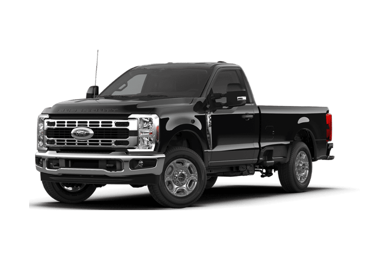 Ford Super Duty® F-350® XLT 2026 en noir agate sur fond blanc
