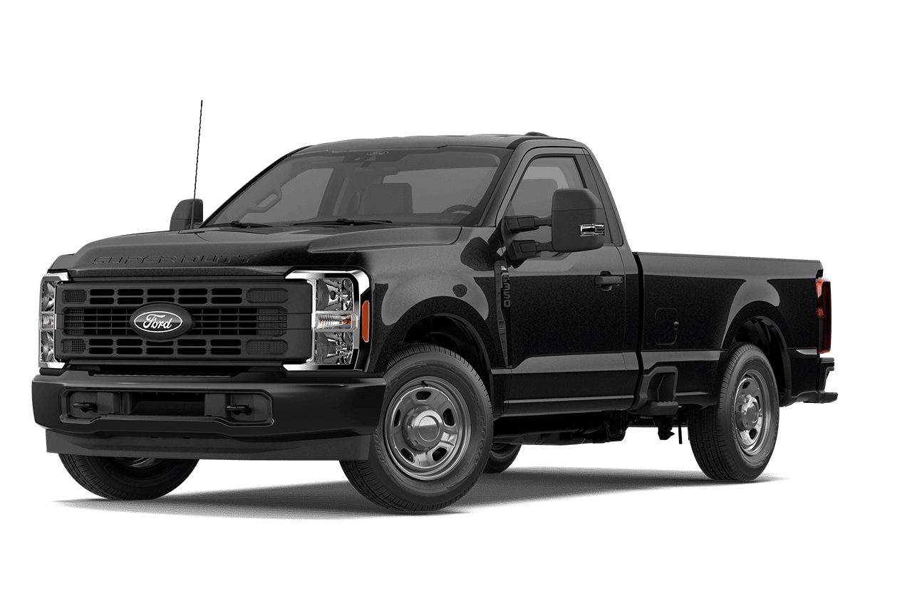 Modèle Ford Super Duty® F-350® XL 2027, couleur noir agate, sur fond blanc