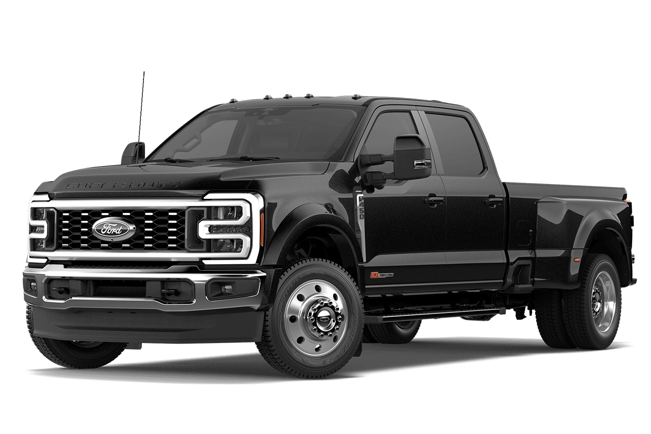 Modèle Ford Super Duty® F-450® Lariat® 2027, couleur noir agate, sur fond blanc