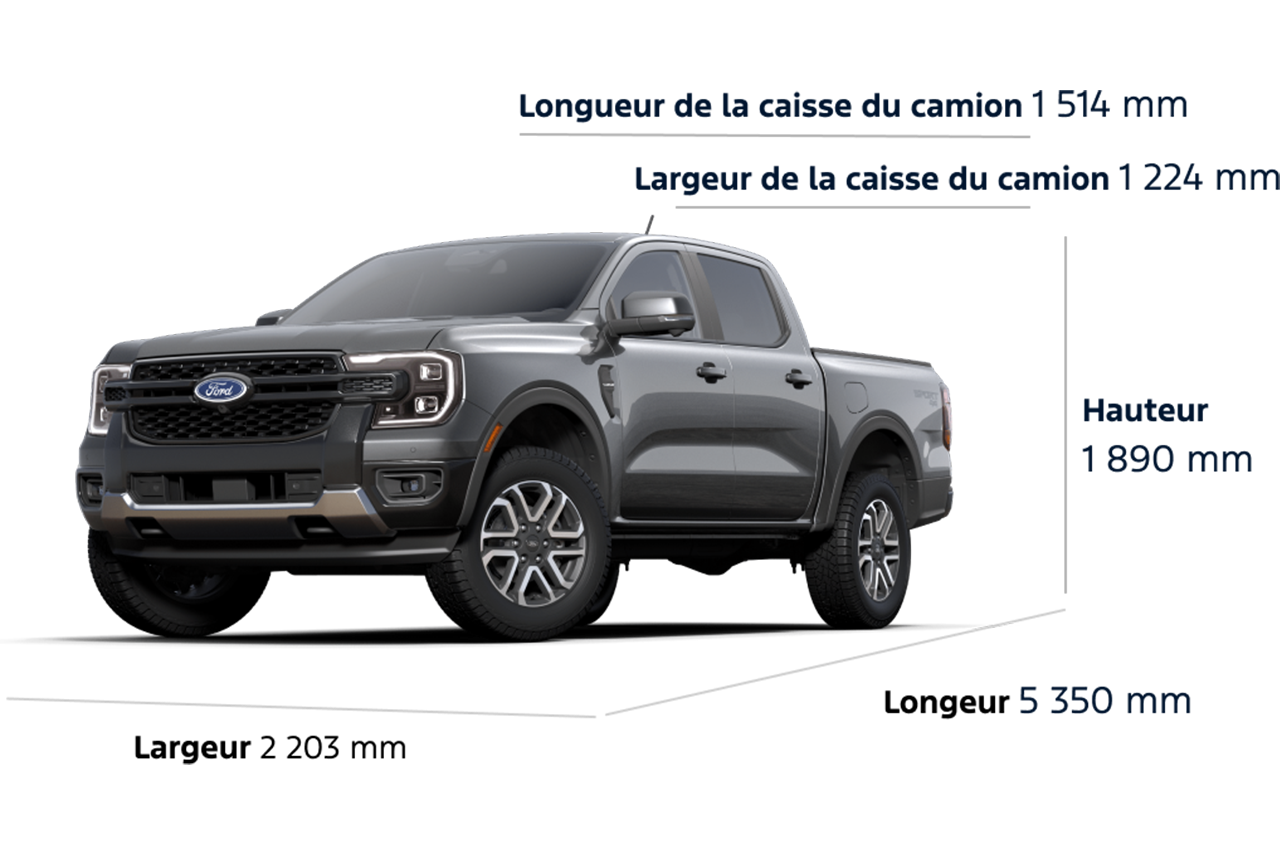 2025 Ford Ranger® Lariat® Dimensions