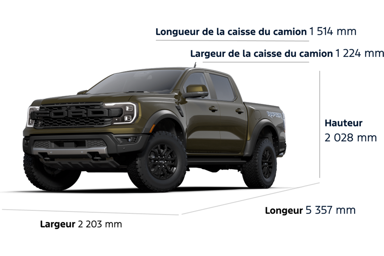 2025 Ford Ranger® Raptor® Dimensions