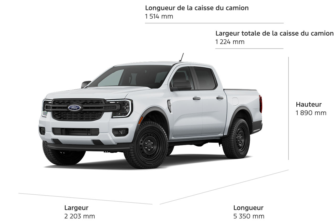 2026 Ford Ranger® XL model with size dimensions