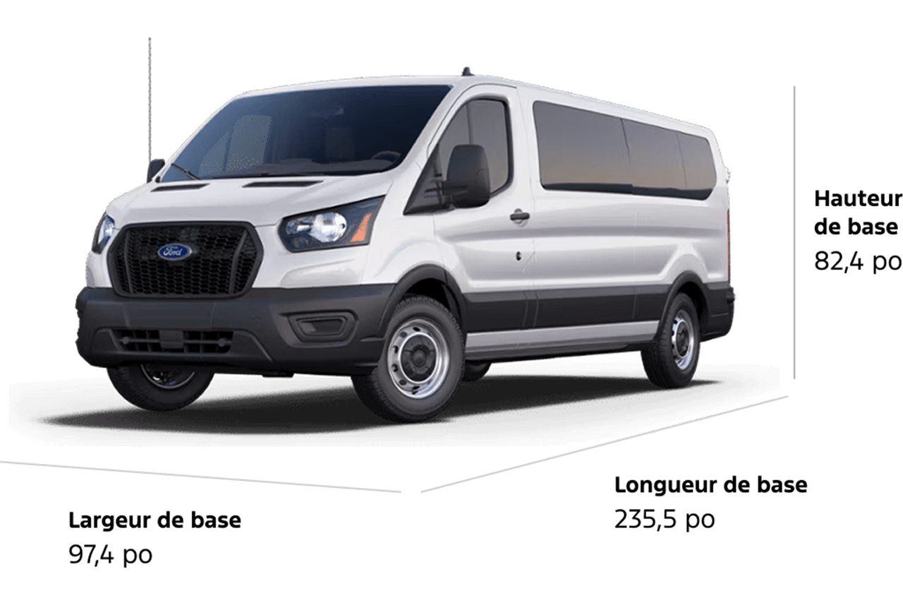 Dimensions du Ford Transit® Fourgon à passagers XL 2025