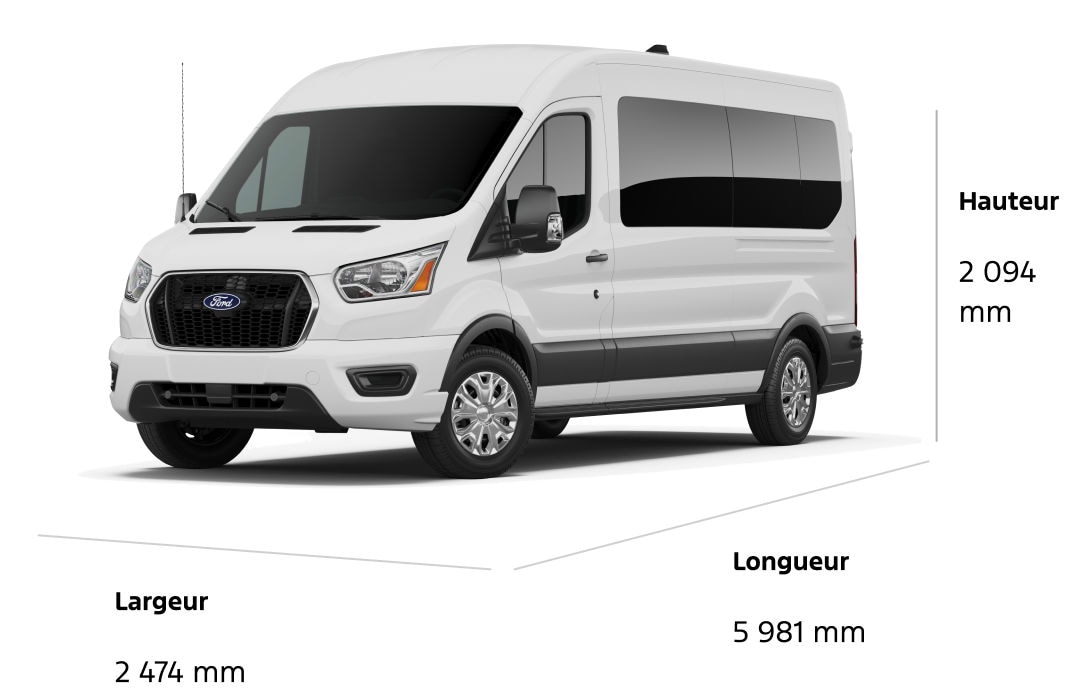 Dimensions du fourgon de passagers Ford Transit® XLT 2026