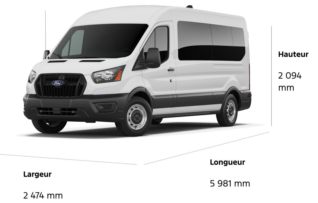 Dimensions du fourgon de passagers Ford Transit® XL 2026