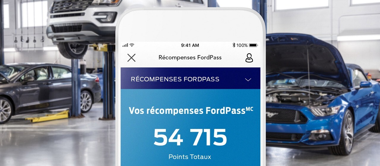 Un écran de téléphone indiquant les points de récompense FordPass disponibles