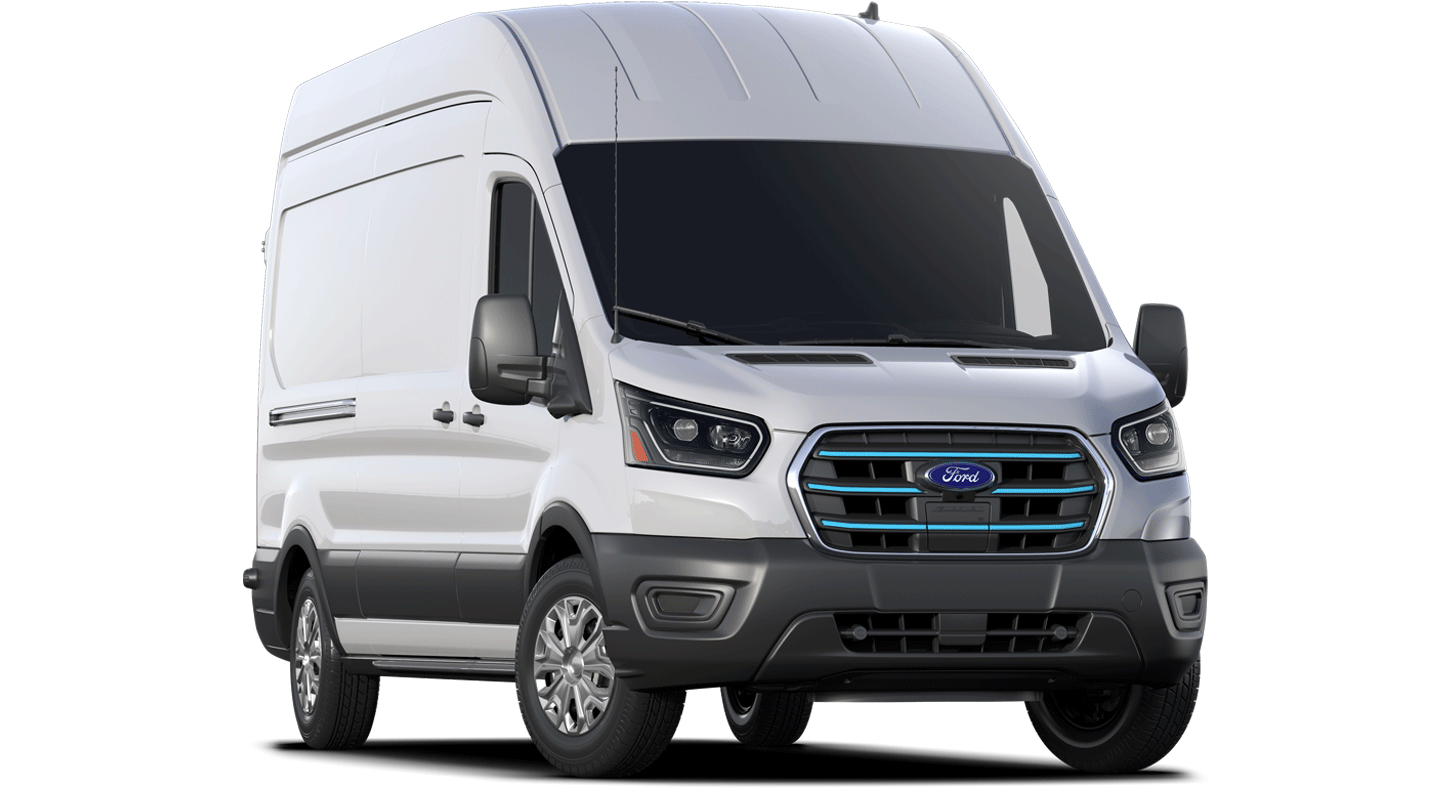 Fourgonnette utilitaire Ford E-Transit 2025 en blanc Oxford
