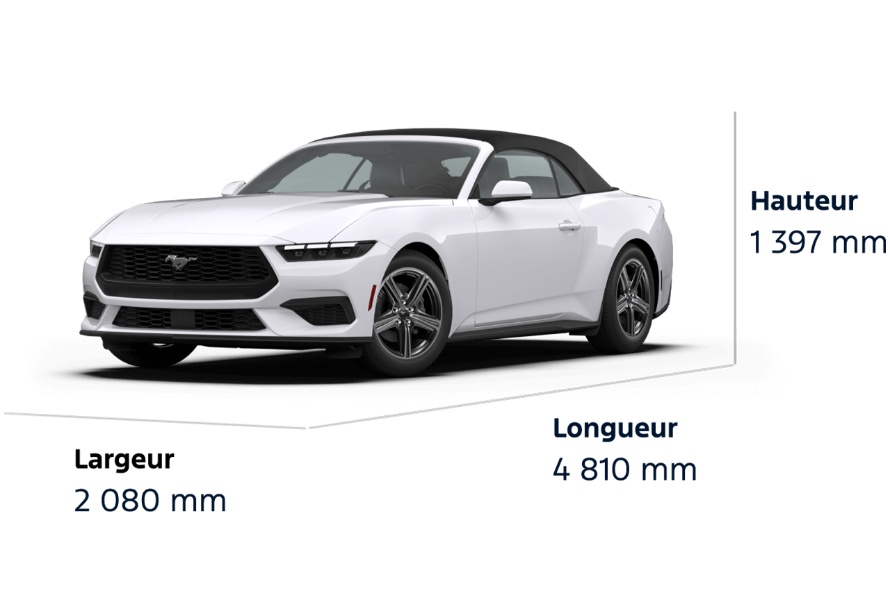 Dimensions de la Ford Mustang® EcoBoost® Premium décapotable 2026