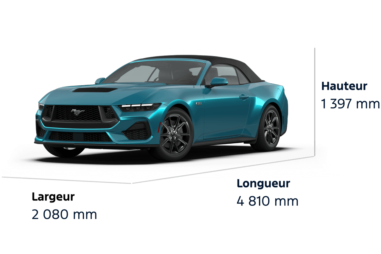Dimensions de la Ford Mustang® GT Premium décapotable 2026