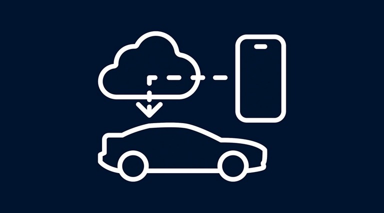 Icône d’un véhicule, d’un nuage et d’un téléphone intelligent