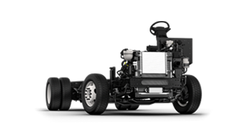 Châssis nu Ford F-59 série F 2025 pour autocaravanes à un angle 3/4 avant