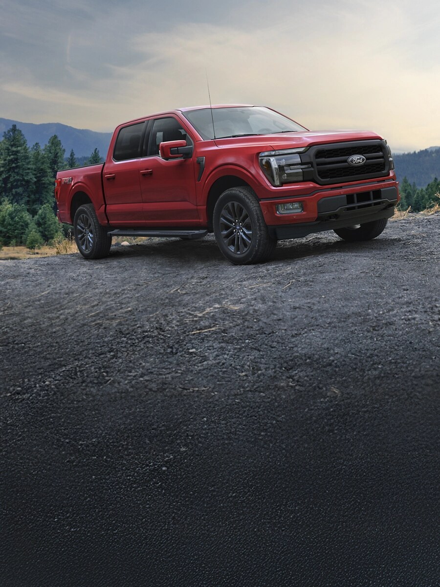 F-150 stationné sur un chemin de terre.