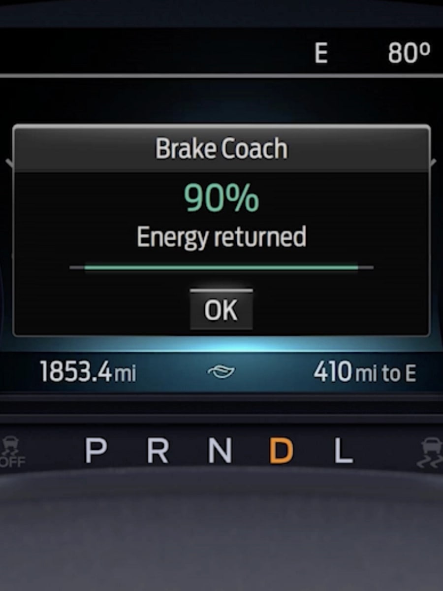 Ford Brake Coach Display feature on the in-vehicle screen.