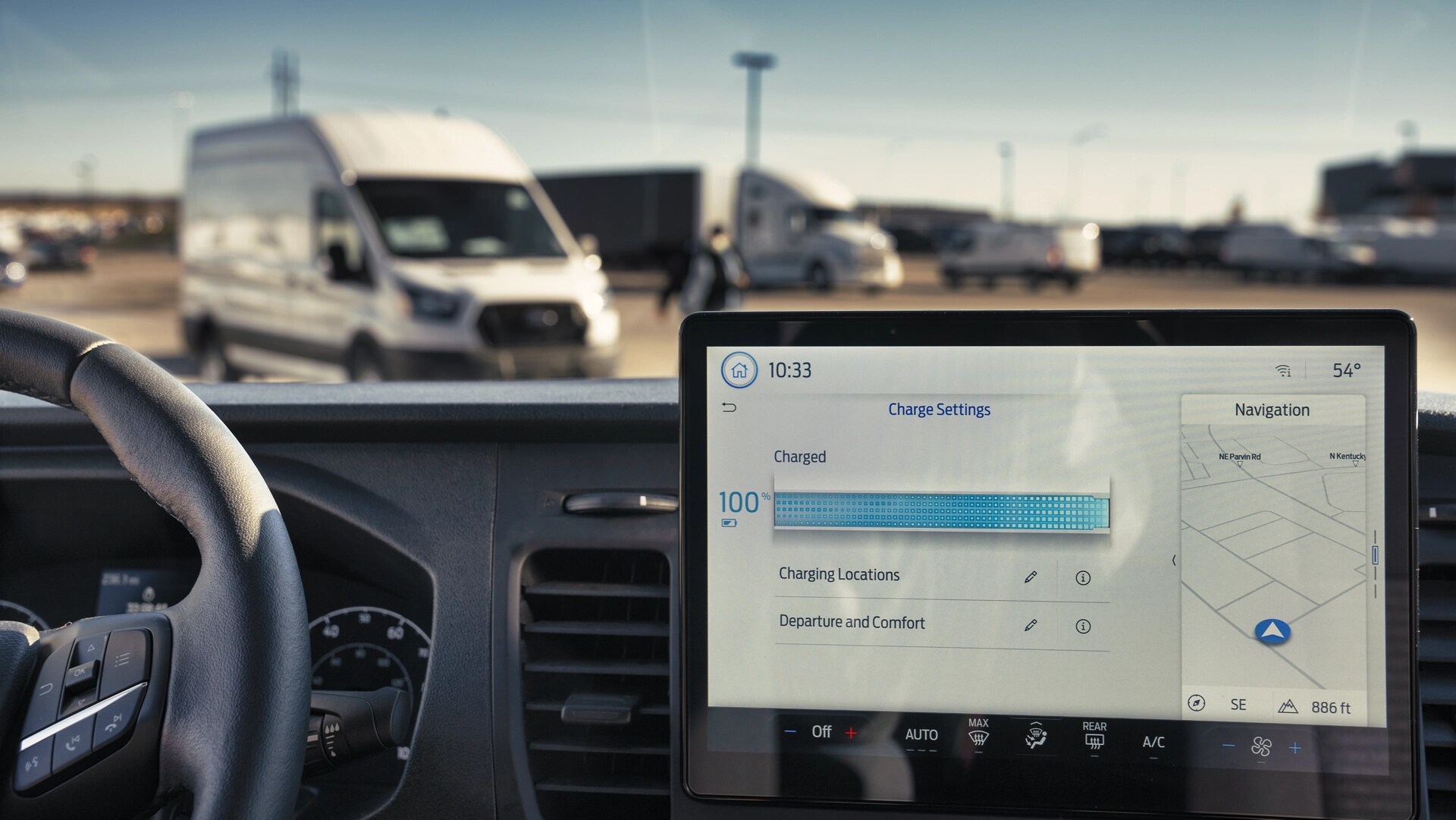 L’affichage intérieur illustrant le pourcentage chargé dans un parc automobile