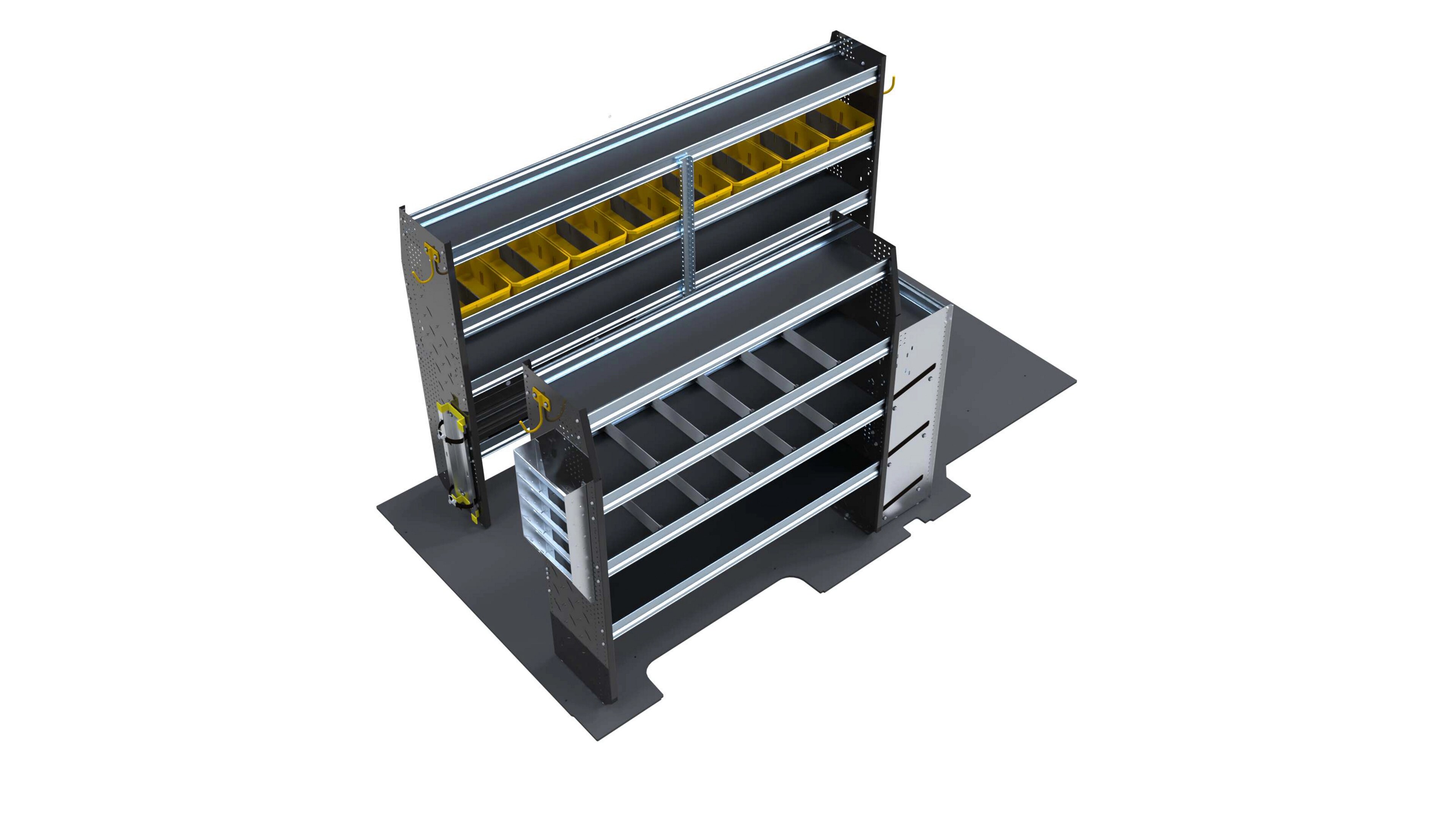 Ensemble de tablettes commerciales en option conçu pour les professionnels en CVCA pour le Ford E-Transit™ 2025