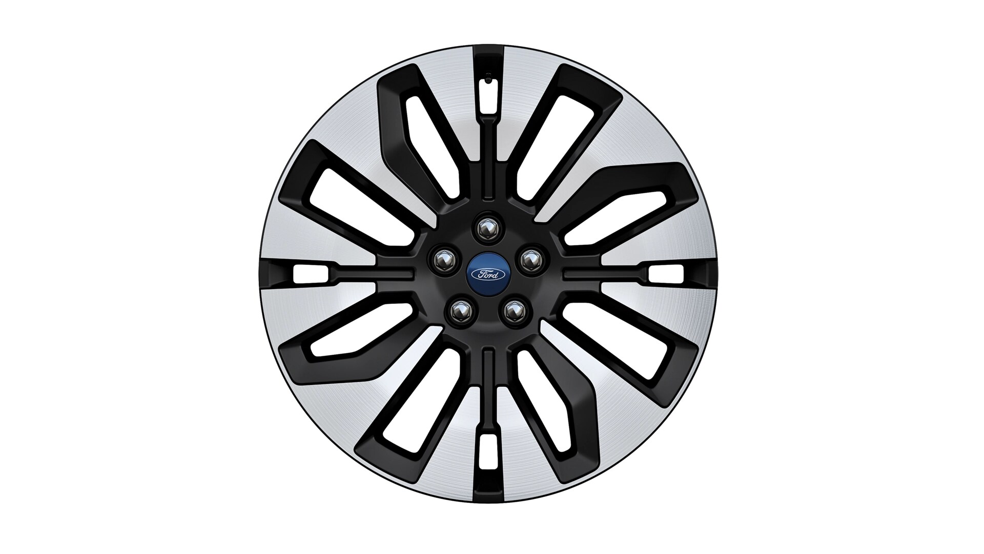 Jantes en aluminium de 21 po usiné brillant avec évidements ternis foncés sur fond blanc