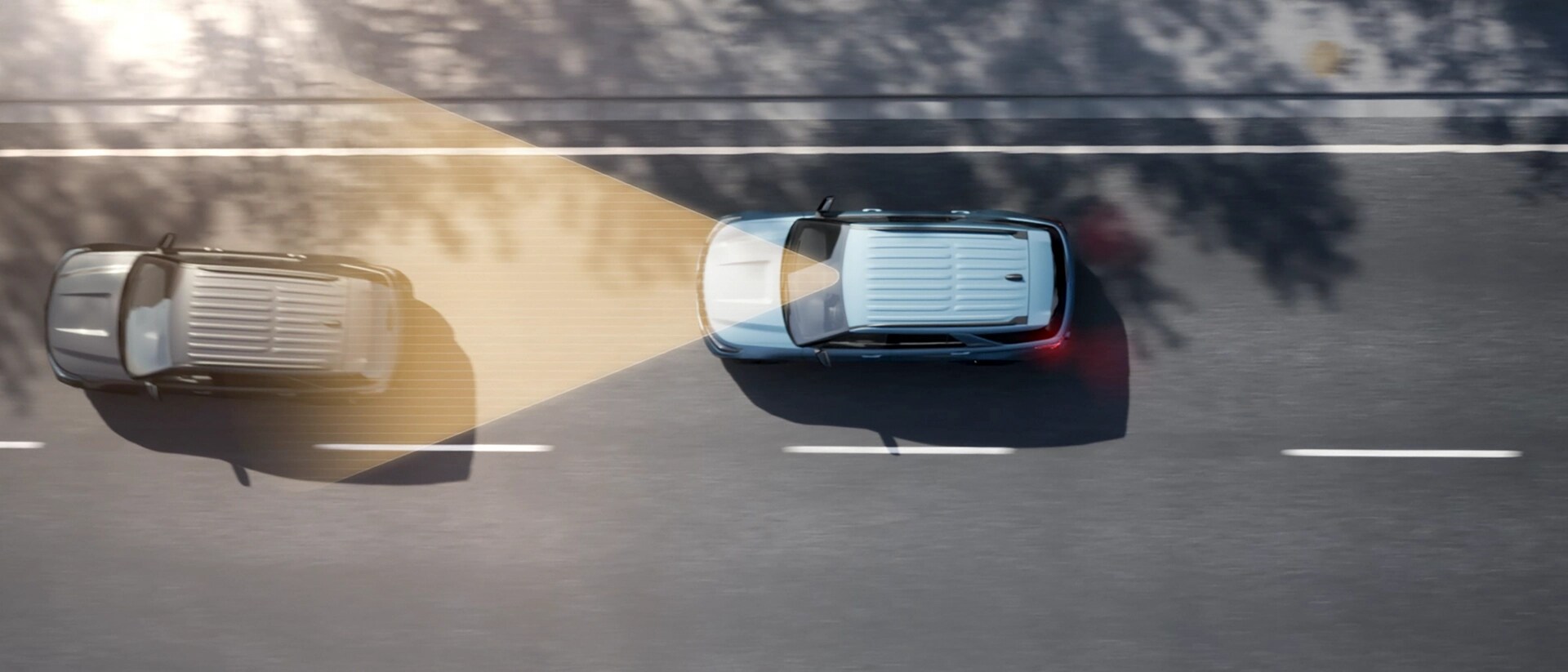 Vue aérienne du Ford Explorer® 2025 démontrant les technologies d’aide à la conduite