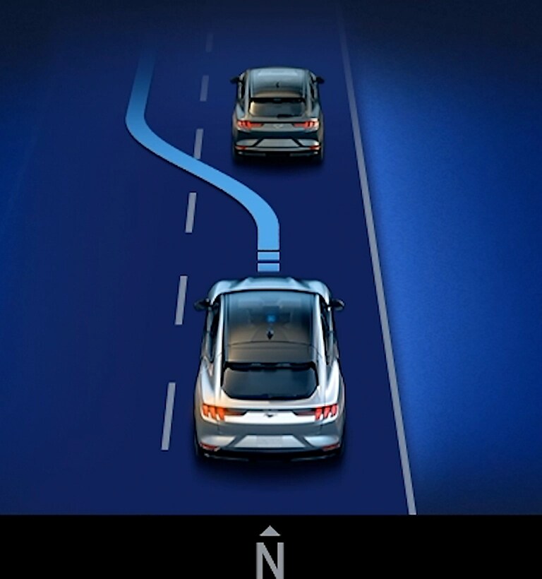 Le tableau de bord numérique d’un VUS Ford Explorer® 2026, montrant l’écran BlueCruise