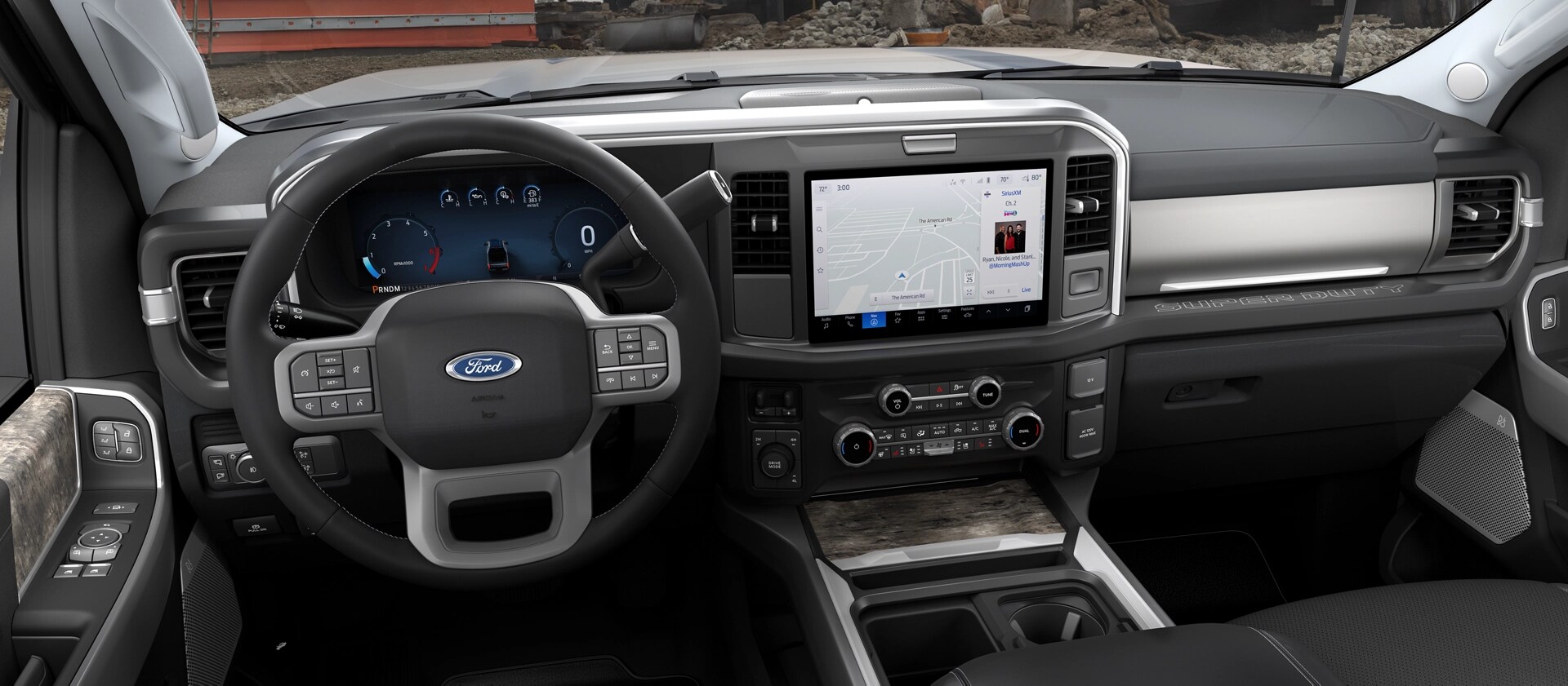 Vue du tableau de bord de l’intérieur du Ford Super Duty® 2026, mettant en évidence l’écran central de 12 po