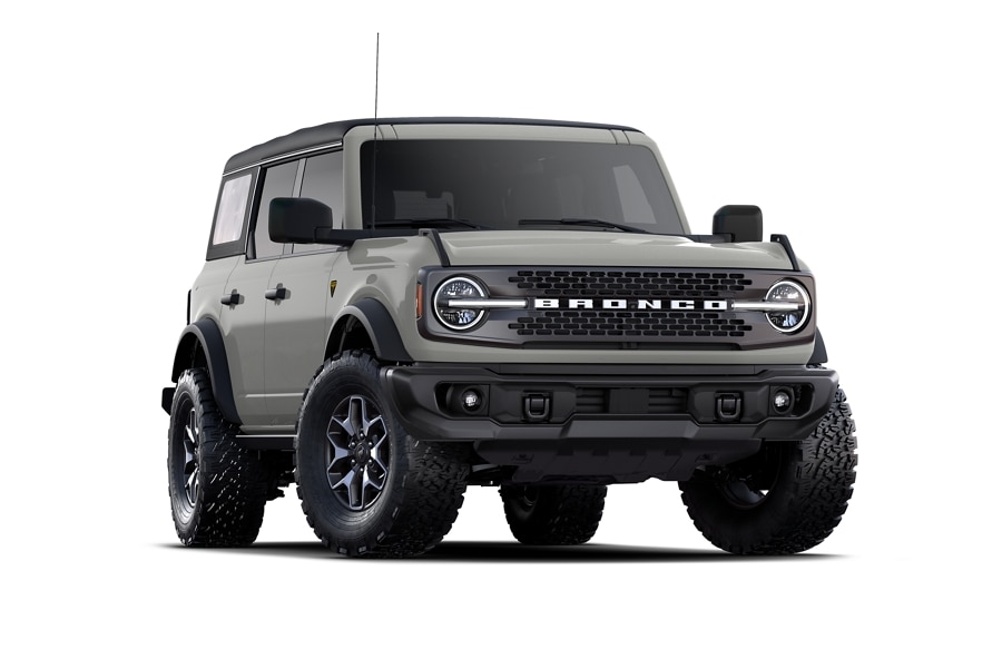Ford Bronco® Badlands™ quatre portières 2024 montré en gris cactus