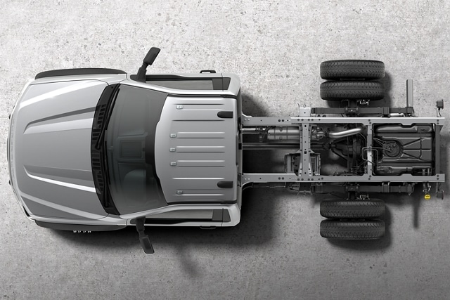 Au-dessus du châssis-cabine du Ford Super Duty® 2025 montrant le châssis