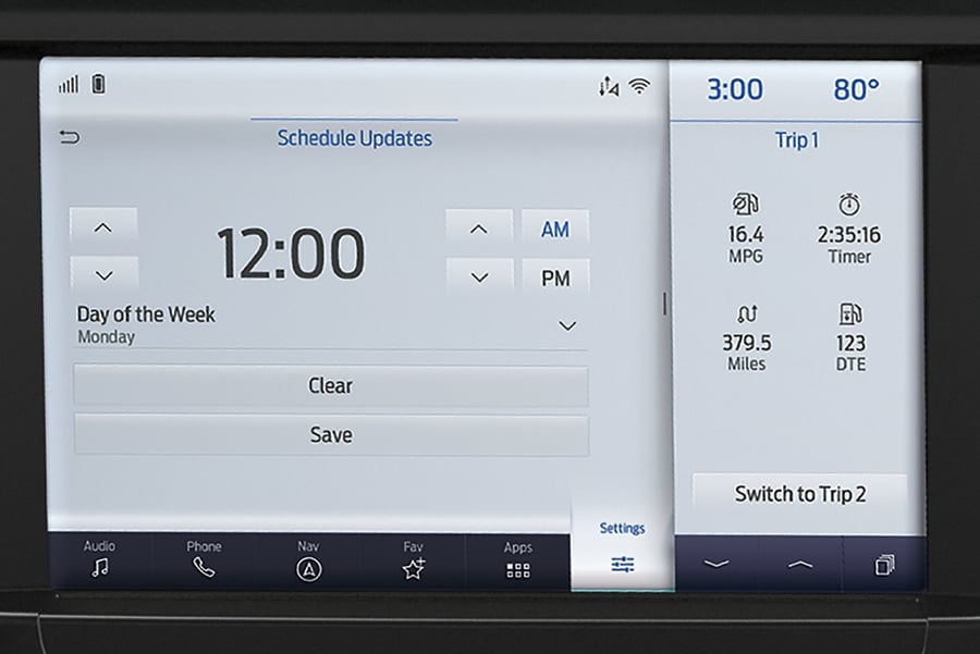 Gros plan sur un écran tactile du Ford Super Duty® 2025
