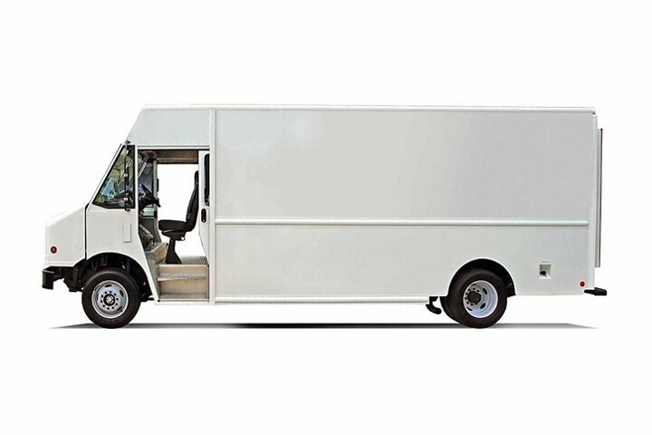 Châssis nu Ford série E 2025 avec carrosserie de fourgon de livraison à accès en position debout