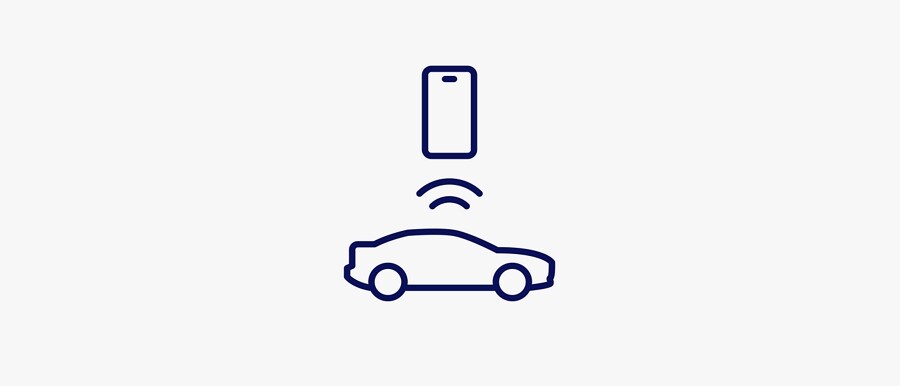 Graphique d’un téléphone cellulaire recevant des ondes radio d’une voiture
