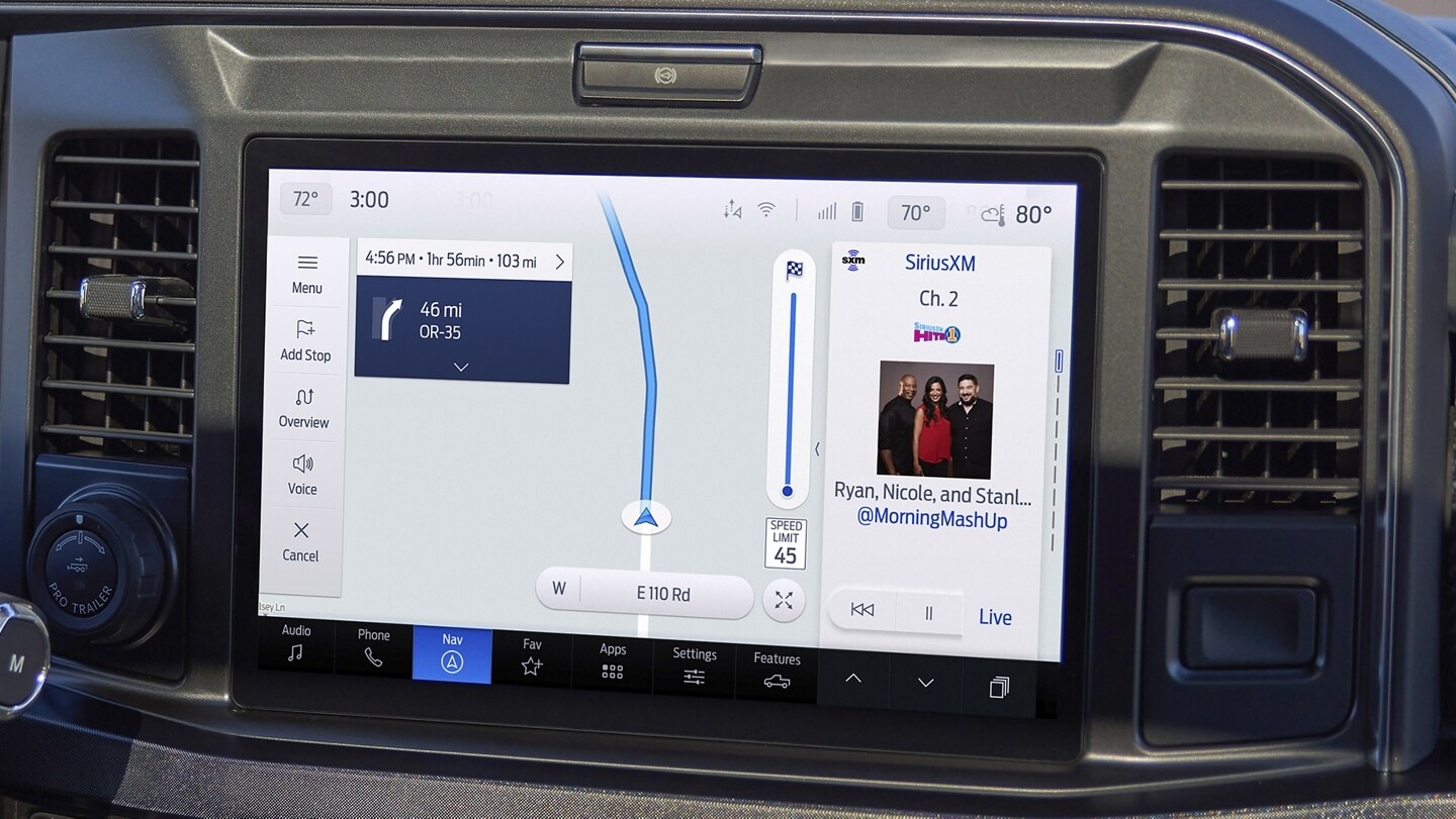 Gros plan de l’écran de navigation de la remorque
