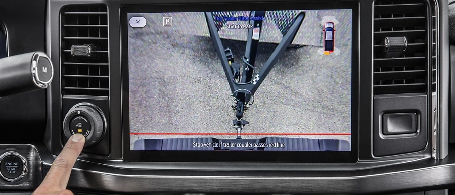 Gros plan de l’écran d’affichage montrant la zone d’attelage