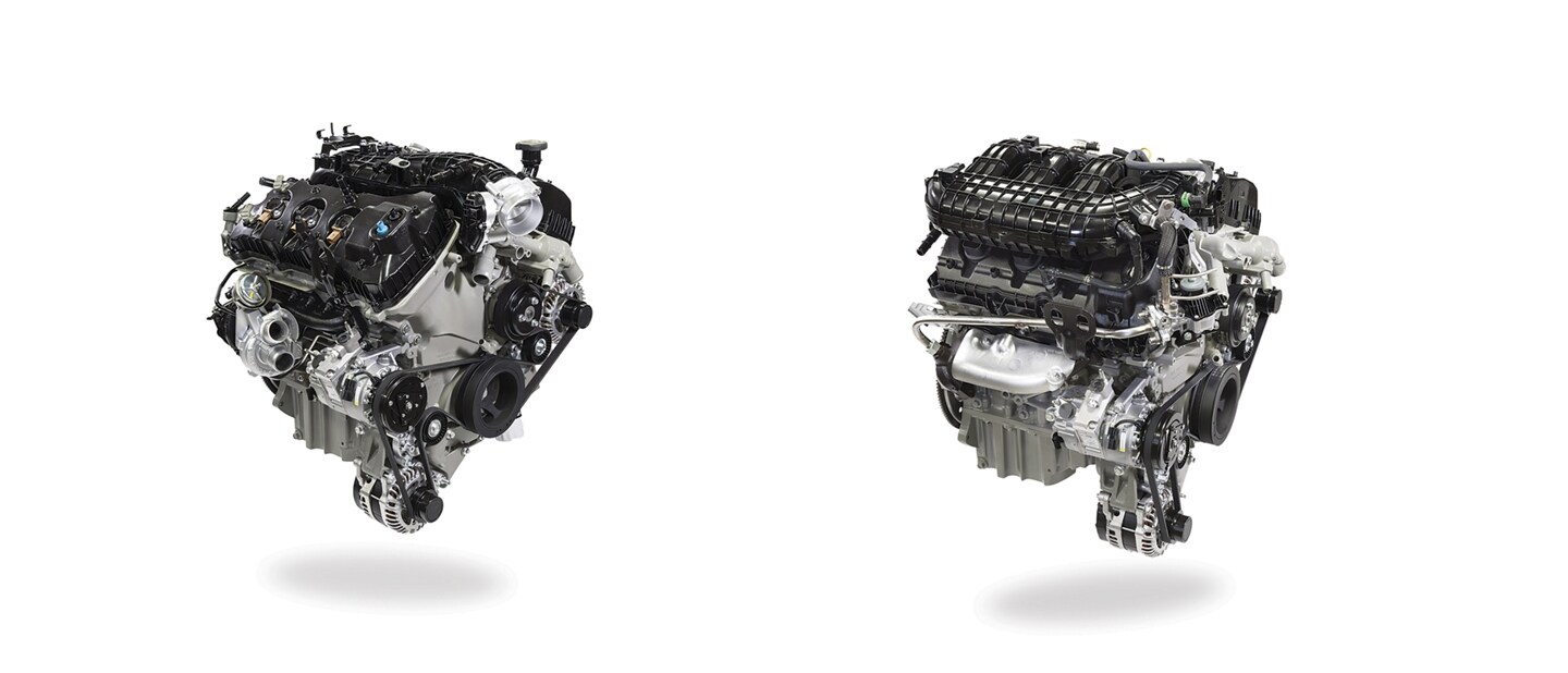 Moteur PFDi V6 de 3,5 L à gauche et moteur EcoBoost® V6 de 3,5 L à droite